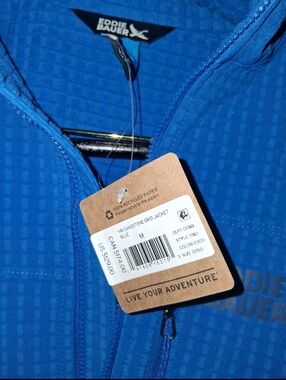 Eddie Bauer Bright Blue Grid Zip-Up Jacket Mens Medium